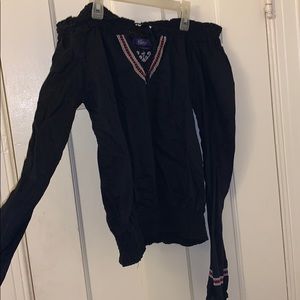 Black Off-The-Shoulder Dress Shirt